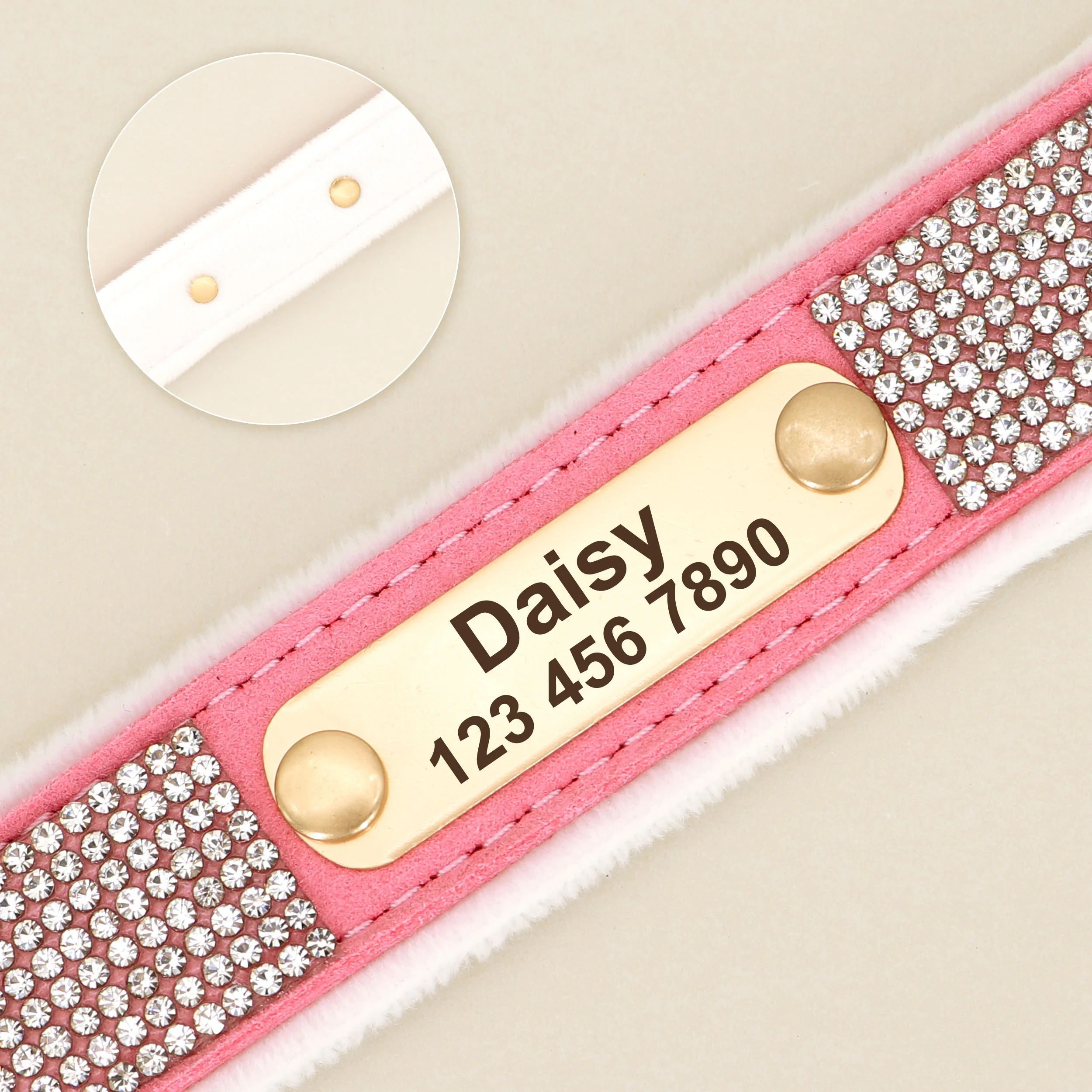 Personalized Dog Collar Crystal Rhinestone Dog Collars Anti-lost Soft Padded ID Collar Free Engraved For Small Medium Large Dogs