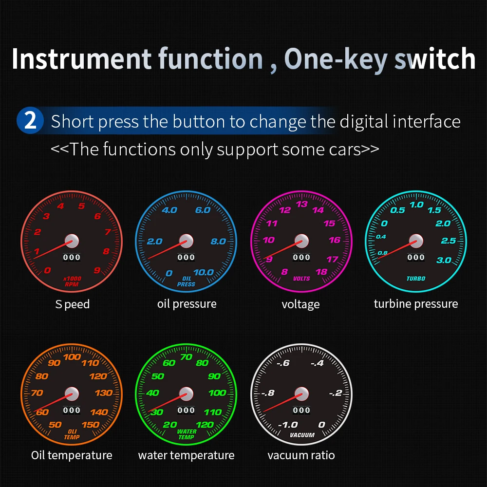 Automobile On-board Computer Car Digital OBD 2 HUD Display Speed RPM MPH Fuel Consumption Tacho Turbo Temperature OBD2 Gauge