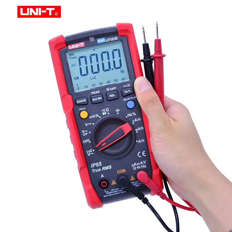 UNI-T UT191E تيار مستمر التيار المتناوب الجهد الحالي أوم متر ؛ السعة تردد ديود/اختبار القادم ACV LPF/LoZ ACV/IP65
