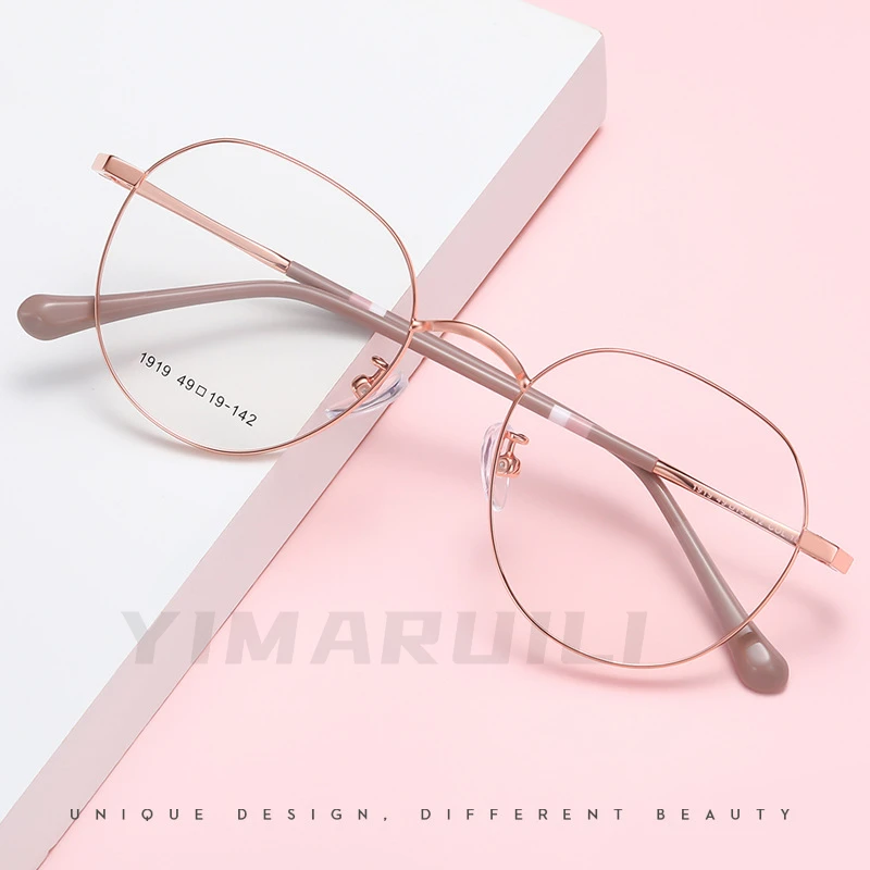 YIMARUILI Ultralight High-quality Two-color Round Retro Glasses Frame Men Decorative Optical Prescription Eyewear Women Y1919