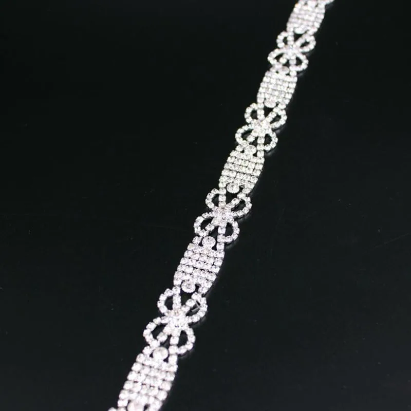 20Yds 18mm Width Rhinestone Trim Close Crystals Cup Chain Clear Trim Sewing Craft Golden Silver Base Free Shipping