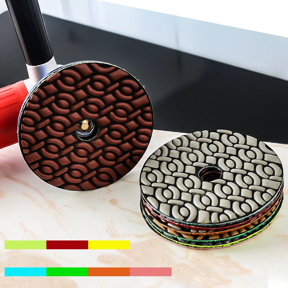 

4" Dry 7 Step Diamond Polishing Pads Granite Sanding Pads Abrasive Pads for Polisher Granite,Marble and Concrete