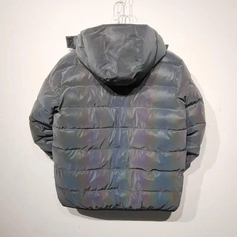 Winter Jacket Men Thick Rainbow Reflective Jackets Parka Coat Fashion Young Hip Hop Loose Jacket Streetwear Outwear Men Clothes