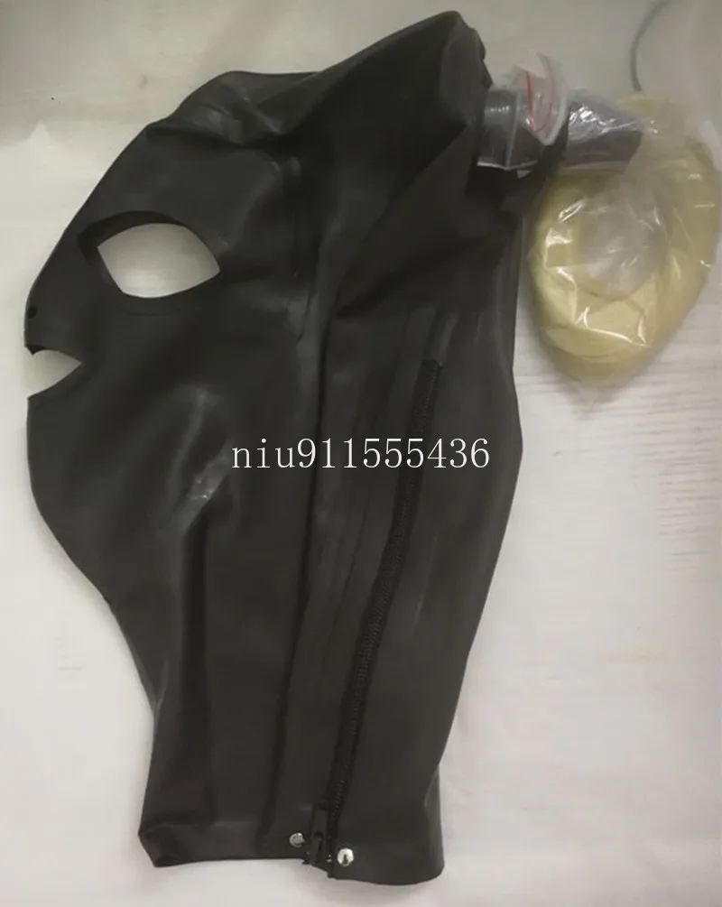 

Latex Mask Rubber Unisex Hood with Wig Rubber Fetish Mask Braid Wigs Latex Headgear Sexy Cosplay Accessaries