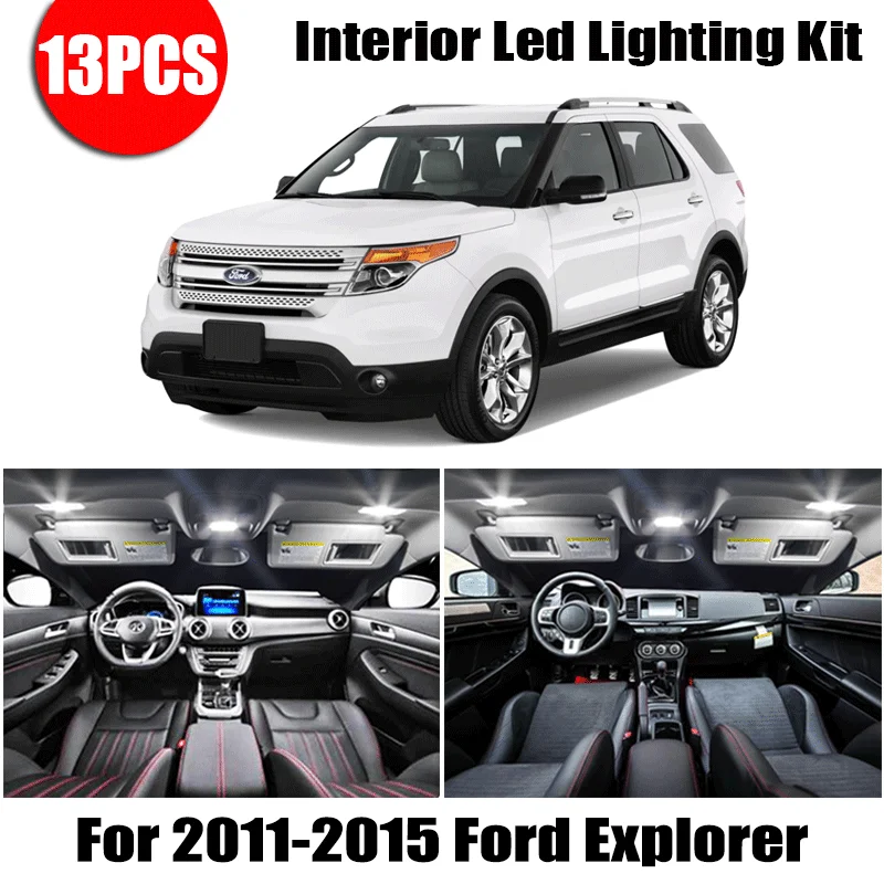 For 2011-2014 2015 Ford Explorer White car accessories Canbus Error Free LED Interior Light Reading Light Kit Map Dome License L