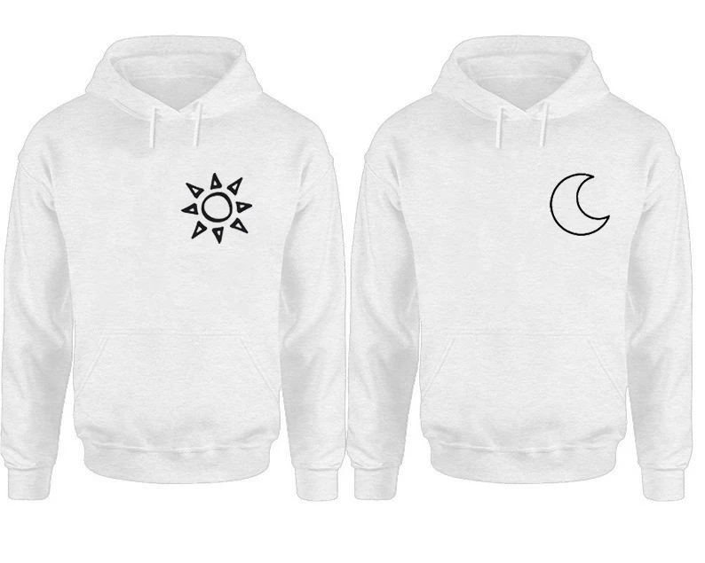 Couples Hoodies Womens Valentine Day Matching Sweatshirts 2020 Sweatshirt Moon and Sun Print Pullovers