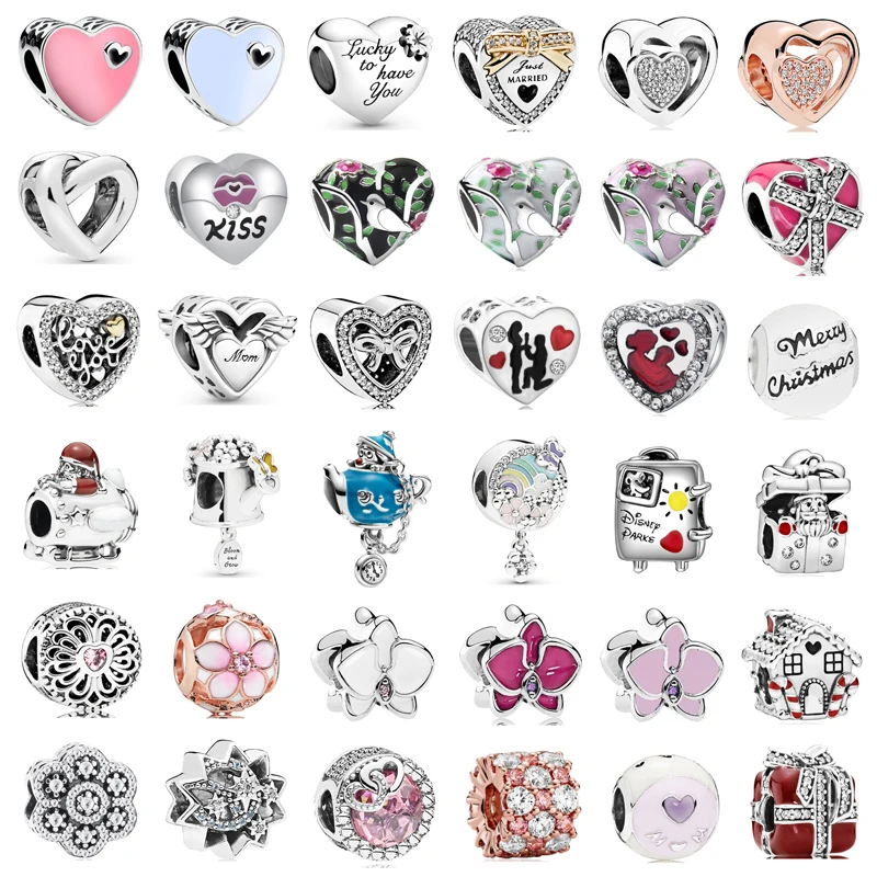 

New Fashion Charm Original Love Bird Flower Beer Gift Box Beads Fit Original Pandora Ladies Bracelet Jewelry Accessories Gift