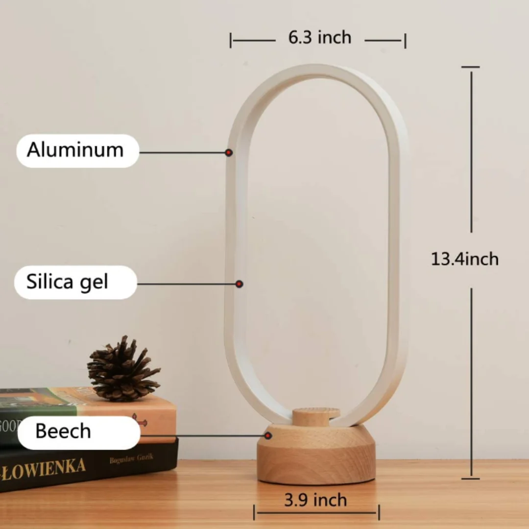 Wooden LED Desk Lamp with Three Color Modes, Bedroom Bedside Night Light, Dimmable LED Lighting, Creative Home Decor