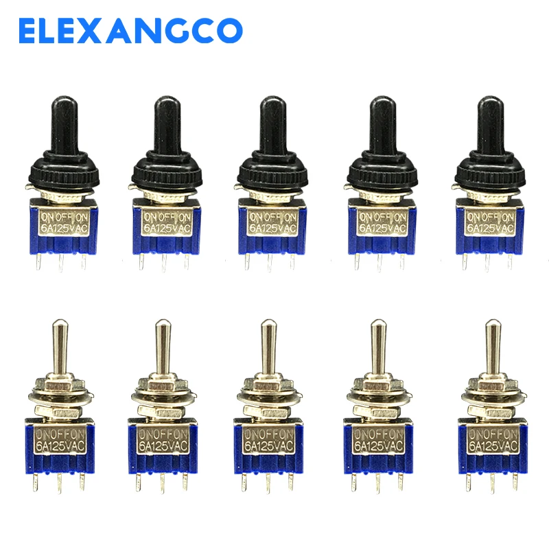 5/10PCS Latching Miniature Toggle Switch Single Pole Double Throw SPDT DPDT ON-OFF-ON ON-ON 6A 125VAC MTS Series