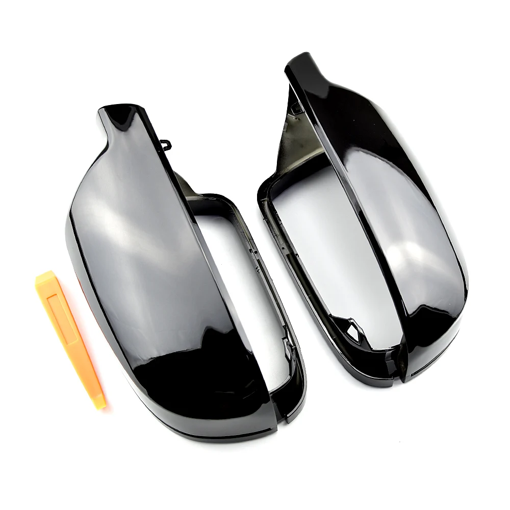 Bright black full replacement with clips car door side mirrors caps rearview mirror cover for Audi A4 A5 B8 A3 8P A6 C6 Q3