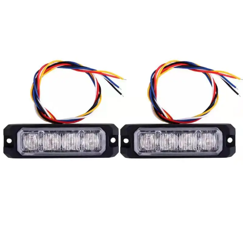 New 4LED Strobe Light 5-Wire Synchronization Function Truck Side Light Car Strobe High-power Warning Lamp Emergency Flash