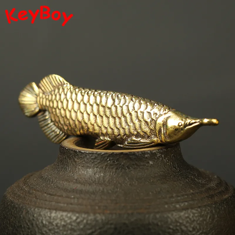Pure Copper Retro Lucky Fish Pendant Hanging Jewelry Handmade Brass Fish Key Chains Charms Car Keychains Pendants for Necklace