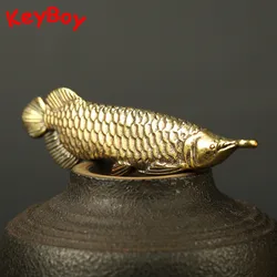 Pure Copper Retro Lucky Fish Pendant Hanging Jewelry Handmade Brass Fish Key Chains Charms Car Keychains Pendants for Necklace
