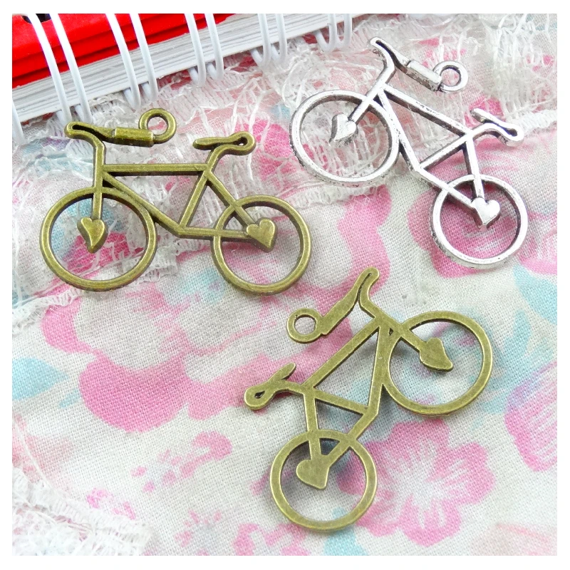 

50Pcs 31*22MM Bronze Color Antique Silver Plated Bike Charms Pendant DIY Jewelry Accessories