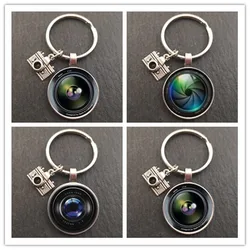 Alloy camera key chain jewelry dome glass keychain photography enthusiast gift camera lens keychain