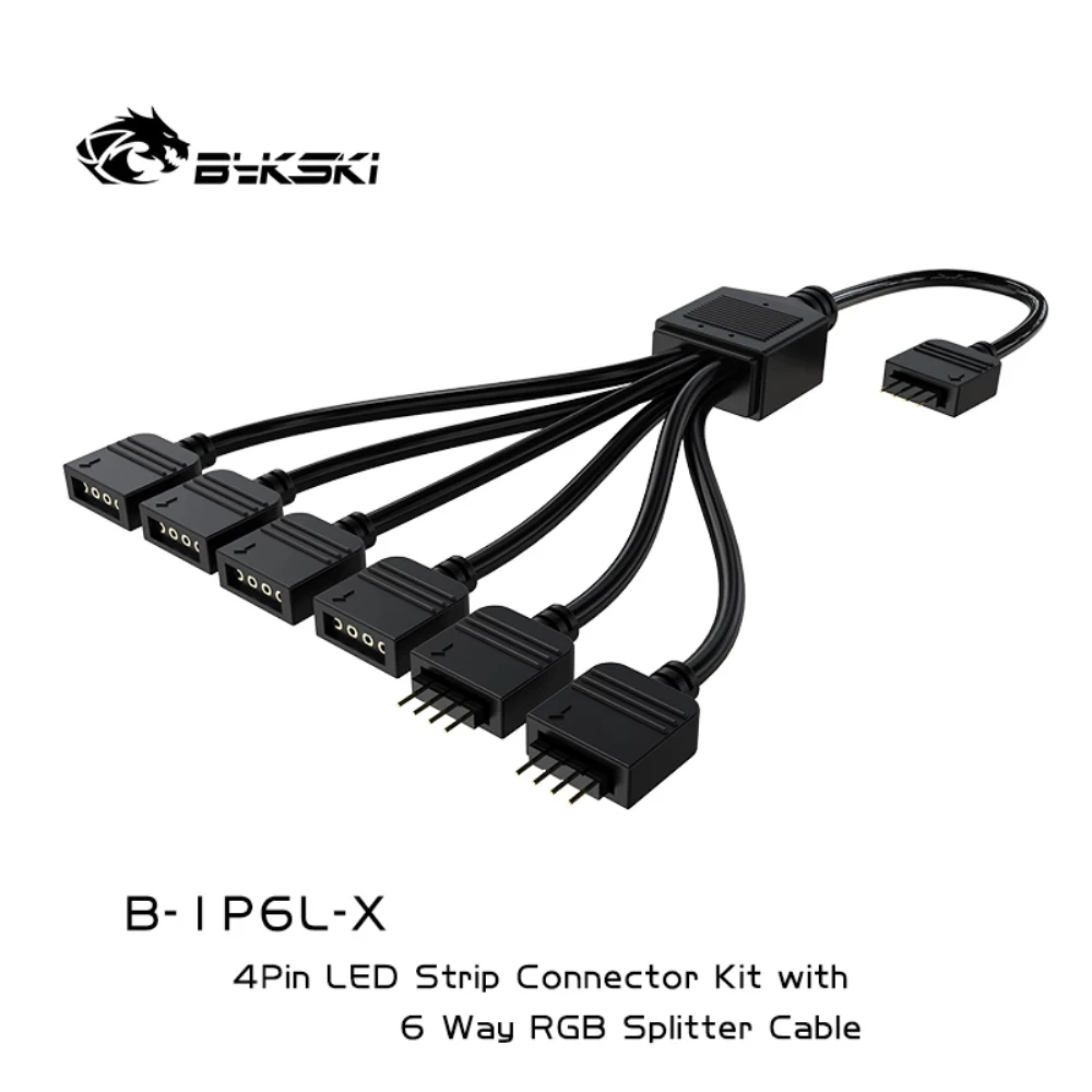 Bykski RGB 1-6 Fan Splitter A-RGB Cable 5V/12V 1To 6 Hub Expand Extender Ports Motherboard AURA SYNC B-1P6L-X