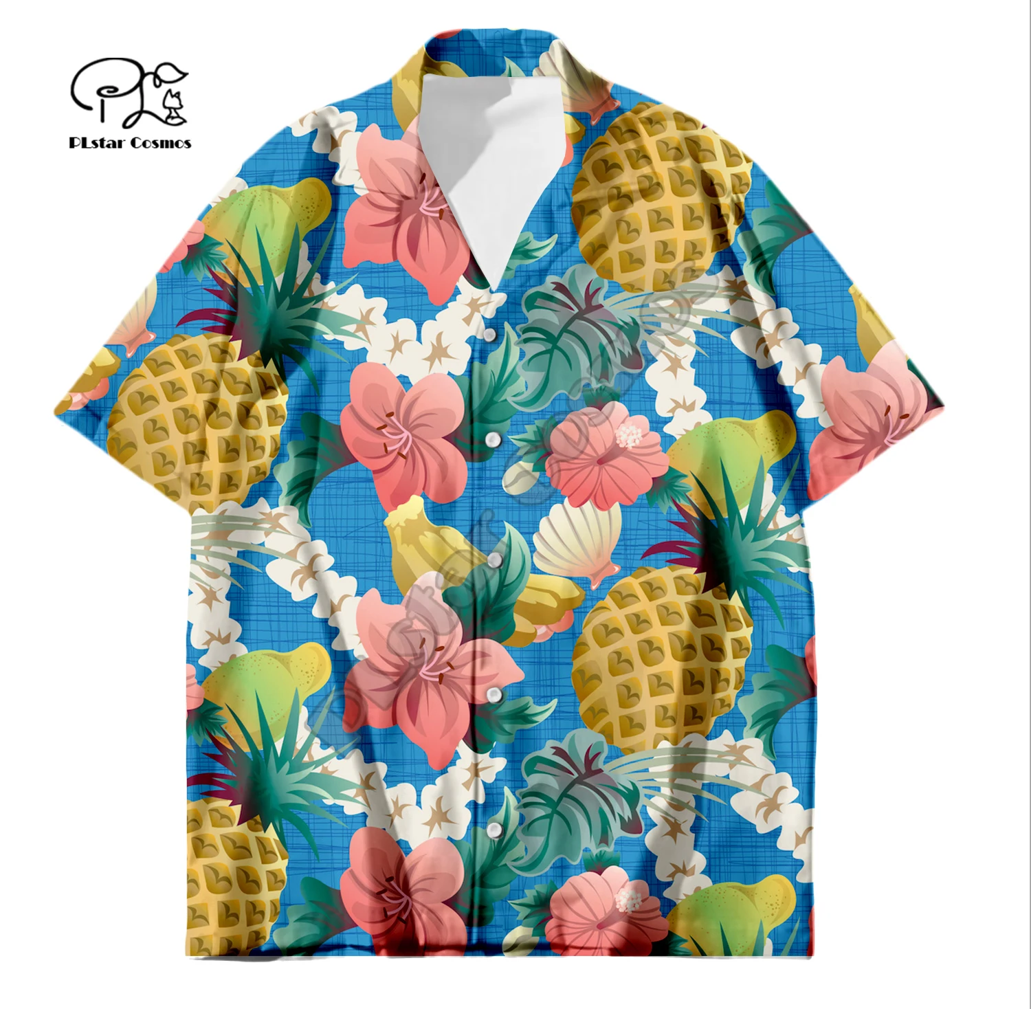 PLstar Cosmos Hawaiian Beach Shirts Fruit Food NewFashion Pullover 3DPrint Summer Funny Collar Shirt Short Sleeve Casual Tees A1