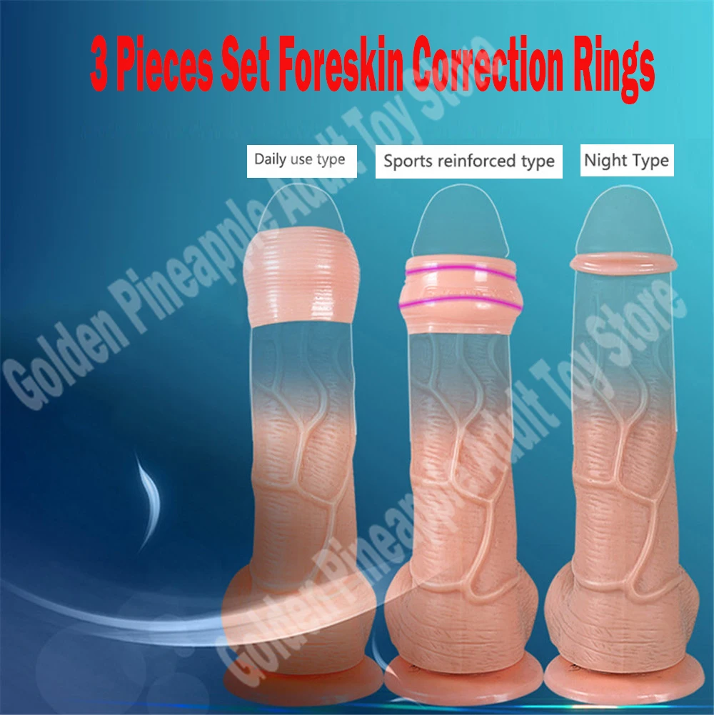 Silicone Penis Ring Sex Toys for Men Reusable Ejaculation Lock Cock Rings Silicone Foreskin Correction Ring Phimosis Corrector