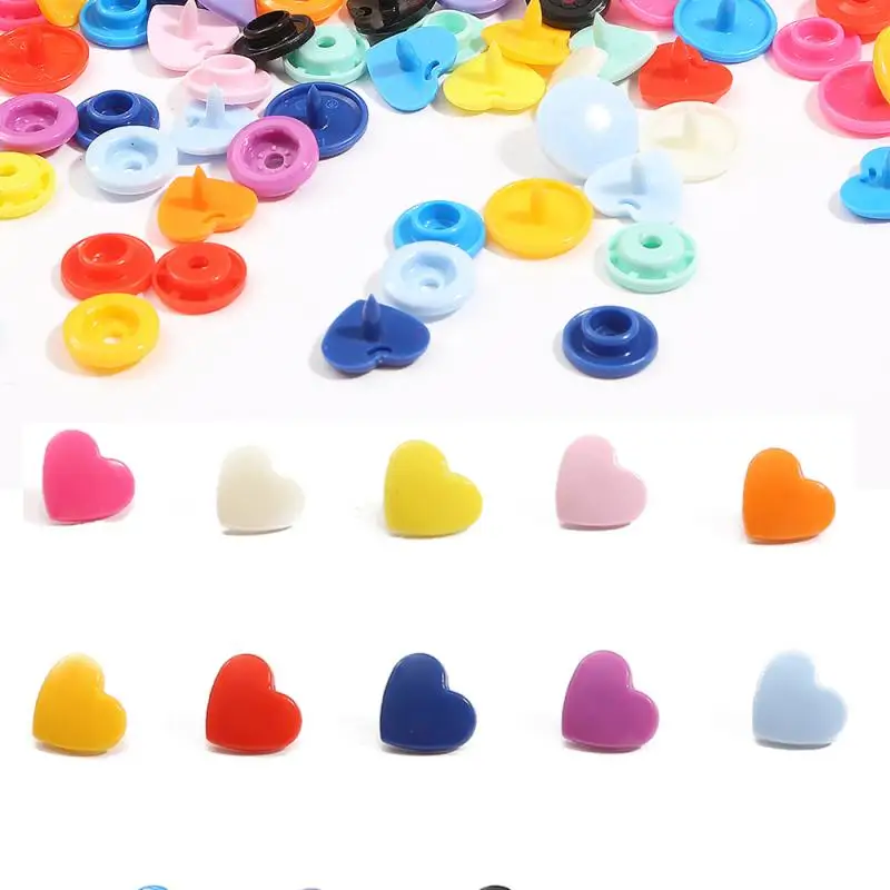 Available in multiple colors heart-shaped 25 sets of the plastic snap button baby diapers With the buttons