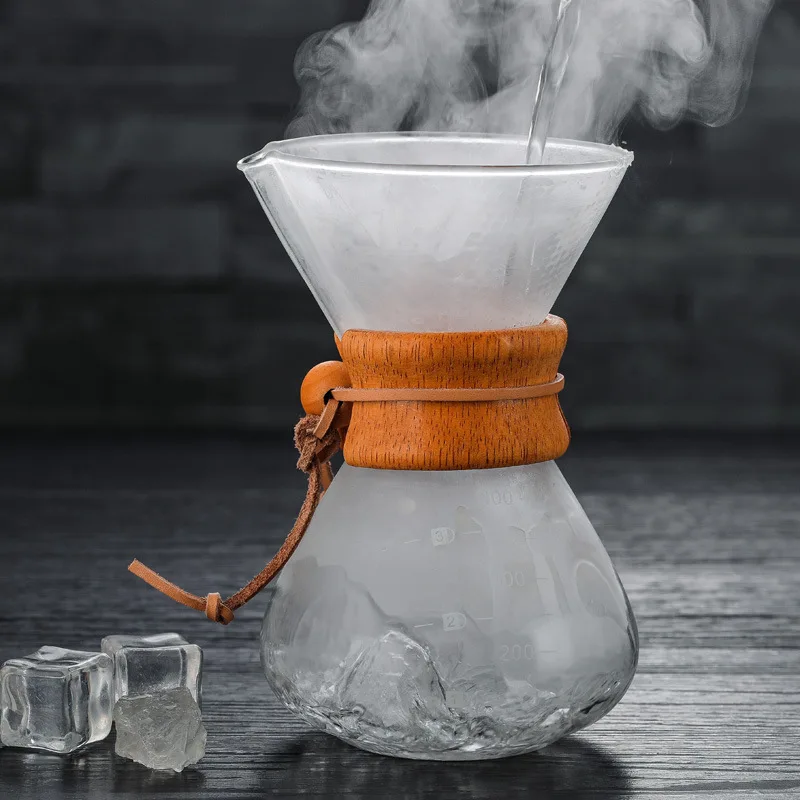 YOMDID 400ml Heat Resistant Manual Coffee Pot Practical Coffee Maker Paperless Reusable Stainless Steel Filter Glass Coffee Pot