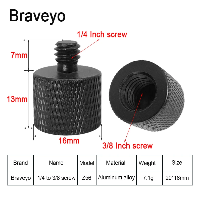 1/4 to 3/8 Inch Screw Universal Camera Conversion Screw Tripod Ballhead Quick Release Mount Adapter Aluminum Four Color For Dslr