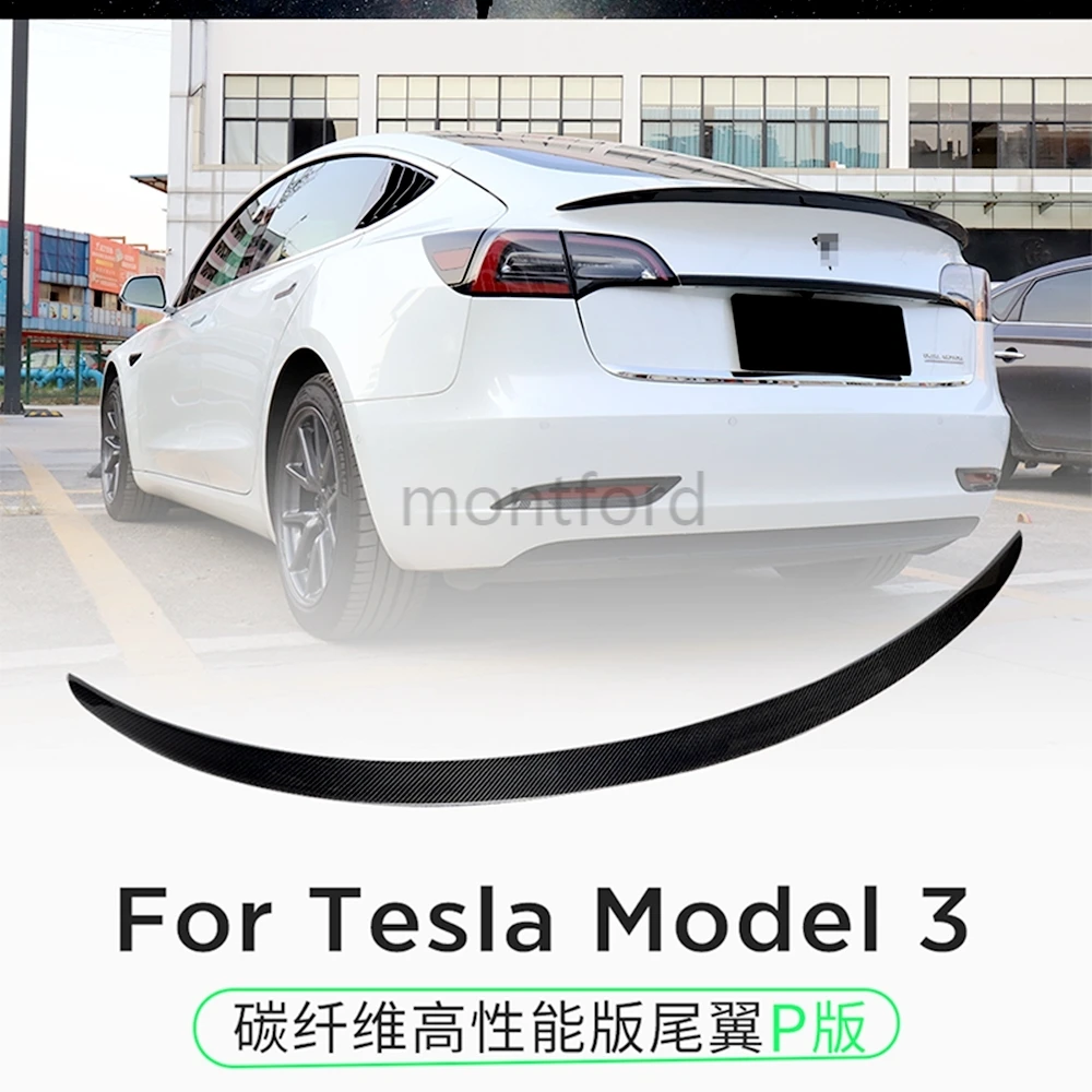 

2017 2018 2019 2020 For New Tesla Model 3 Car Accessories High Quality Real Carbon Fiber Rear Trunk Lip Spoiler Wing Decoration