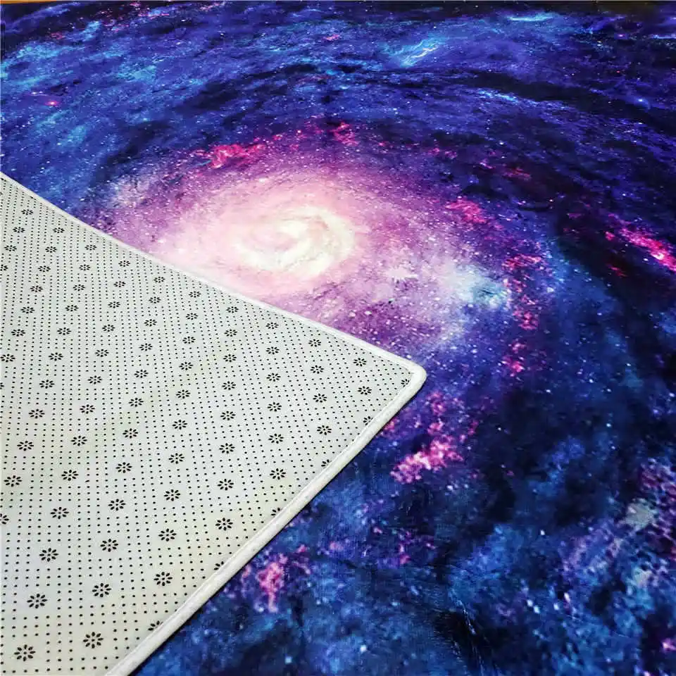 3D Blue Star Sky Carpet For Kids Room Soft Flannel Bedside Mat Space Carpet Rug Bedroom Non-slip Hallway Rugs Mat Washable