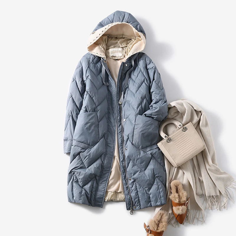 SEDUTMO zimowa długa Oversize kurtka z kaczego puchu moda damska ciepły gruby płaszcz jesień Casual Slim kurtka pikowana z kapturem ED1416