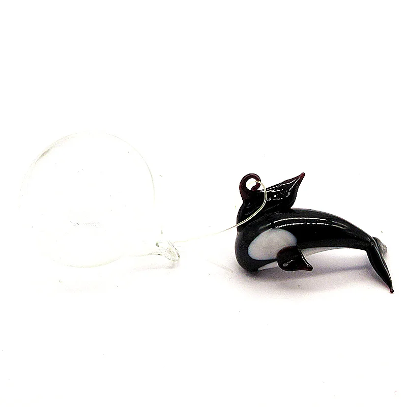 Custom Handmade Floating Glass Killer Whale Mini Figurine Aquarium Decoration Pendant Accessories Art Marine Animal Orcas Statue