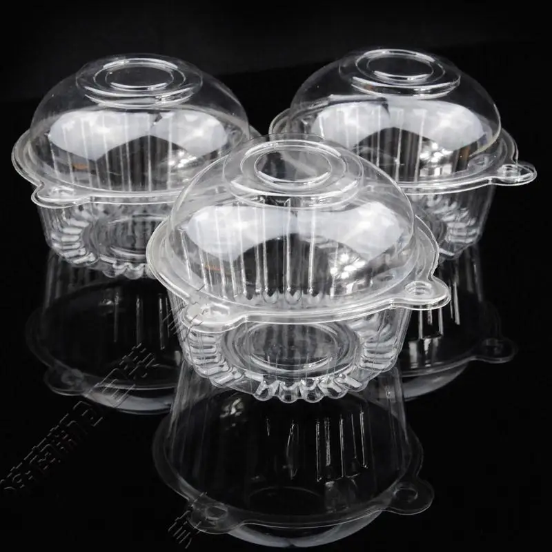 

NEW 100pcs Clear Plastic Single Cupcake Cake Case Muffin Dome Holder Box Container for Kitchen Accessories