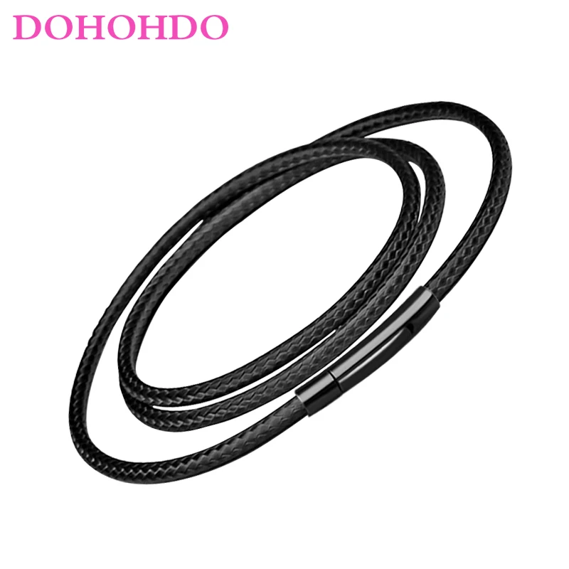 40-80cm Leather Necklaces for Men Stainless Steel Magnetic Clasp Mens Leather Cord Necklace Brown Black Red Fashion Jewelry Gift