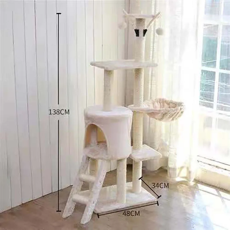 

Multi-lay House Toys With Hammock Cat Scratcher Protecting Furniture Tree Cat Tower Pet House Furniture Scratching Post For Cat