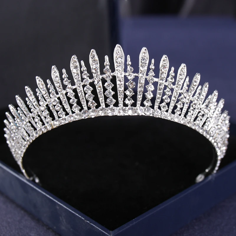 Silver Color Crysta Crowns And Tiaras Baroque Vintage Crown Tiara For Women Bride Pageant Prom Diadem Wedding Hair Accessories