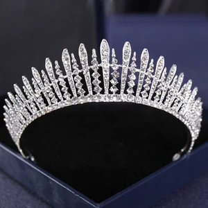 Crysta Silver Color Crowns và Tiara cho phụ nữ, Tiara Vintage Baroque, Cuộc thi Cô dâu, Diadema Ball, Phụ kiện tóc cưới 12 Phụ kiện bán hàng chính Lễ hội Carnival - №11