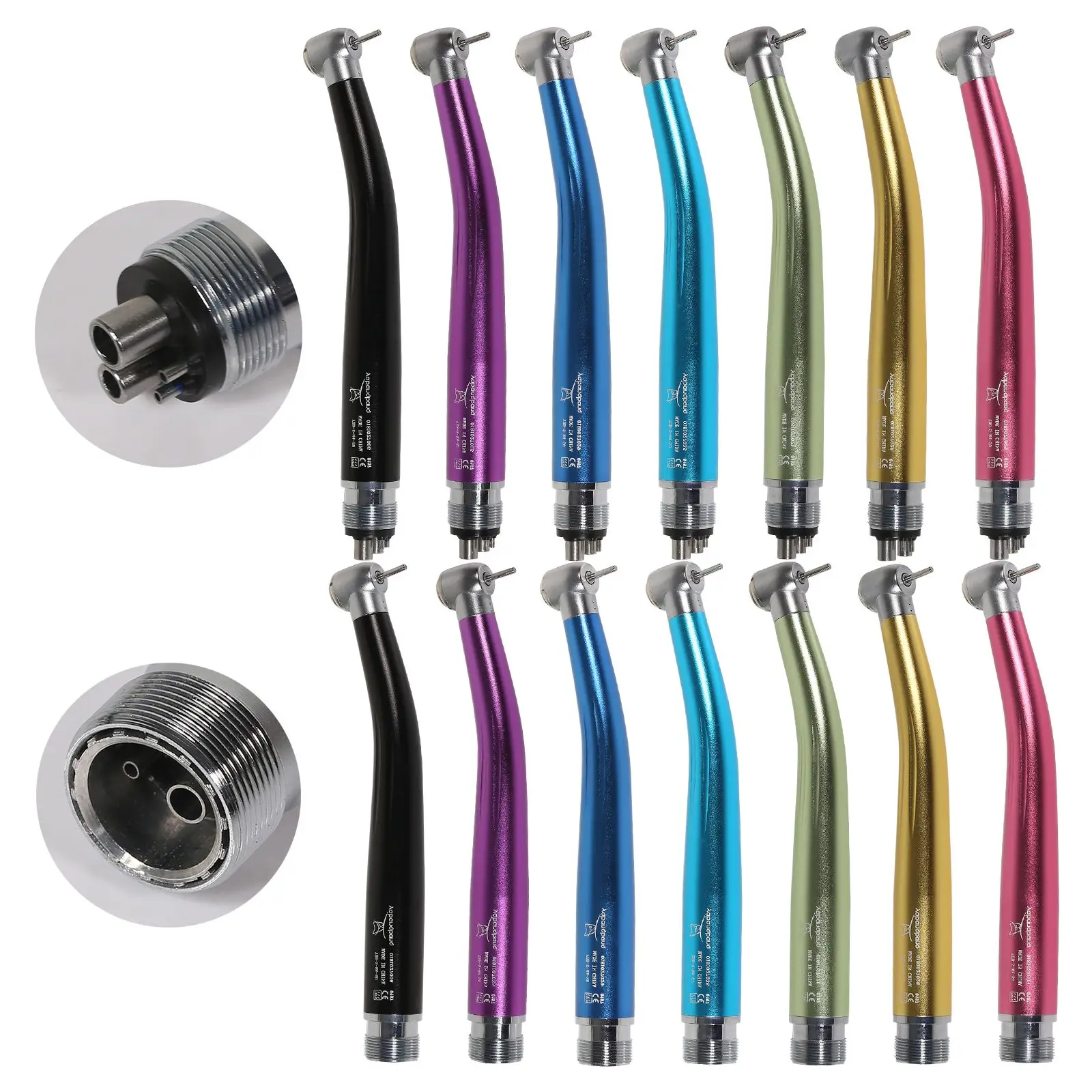 

Dental High Speed 2/4Hole Clean Head Push Button Handpiece Air Turbine 7Colors Fit NSK Style Use ISO standard Burs 1.6mm