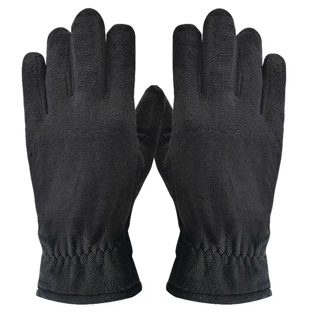 1 Pair Winter Gloves  Cold Resistant   Sport Gloves Solid Color Double Layer Outdoor Mittens