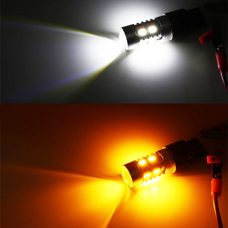 2pcs 20led T20 W21W WY21W 7440 Light Daytime Running Light +Turn Signal Dual Mode DRL LED Light