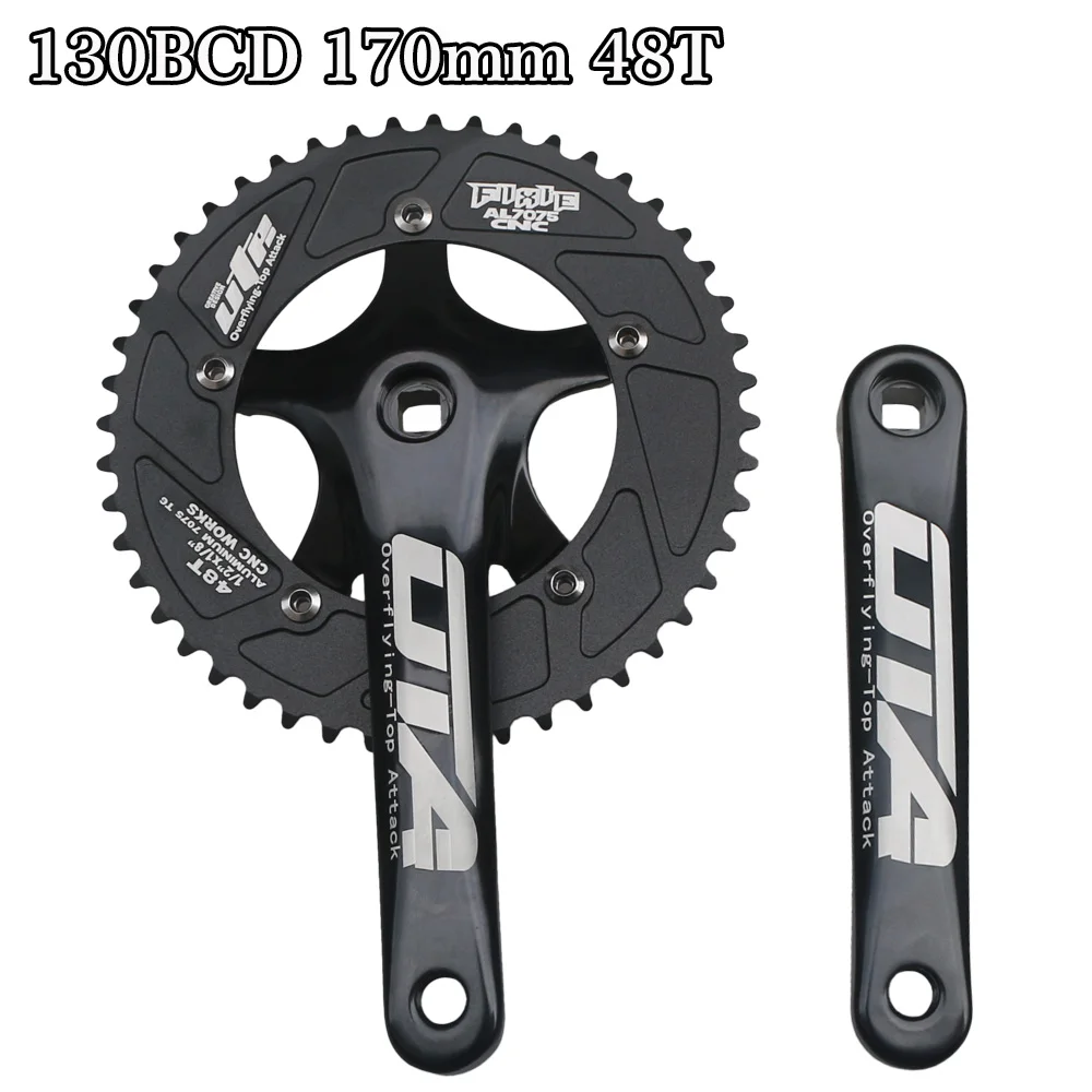 48T Road Bike Crankset 130mm 130 BCD Single Speed Fixed Gear Bicycle Crank Set Aluminum Alloy Biciclet Bike Chainwheel Chainring