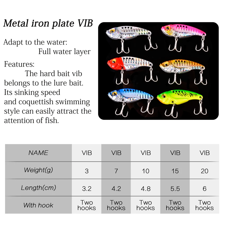 3D Eyes Metal Vib Blade Lure 3/7/10/15/20G Sinking Vibration Baits Artificial Vibe for Bass Pike Perch Winter Fishing Long Shot