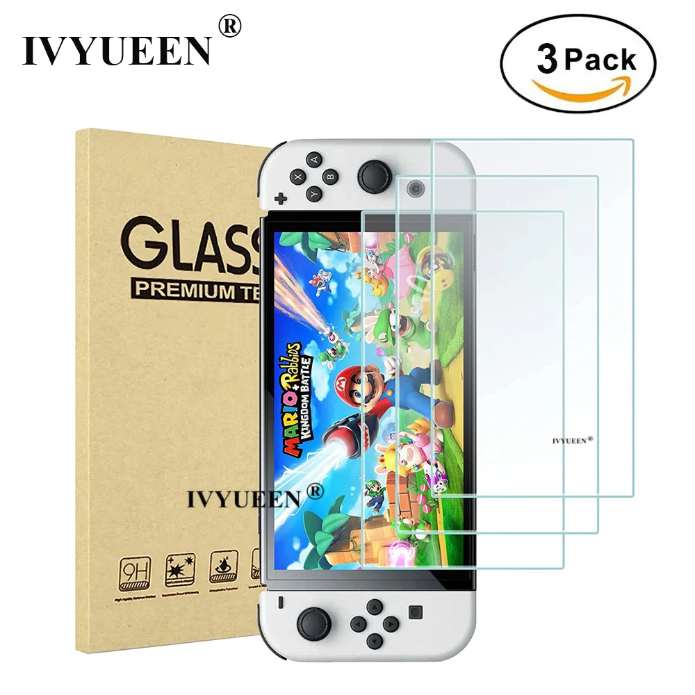 

IVYUEEN 3 Tempered Glass 9H HD Screen Protector Film for Nintendo Switch OLED Screen Protector for Switch OLED Game Accessories