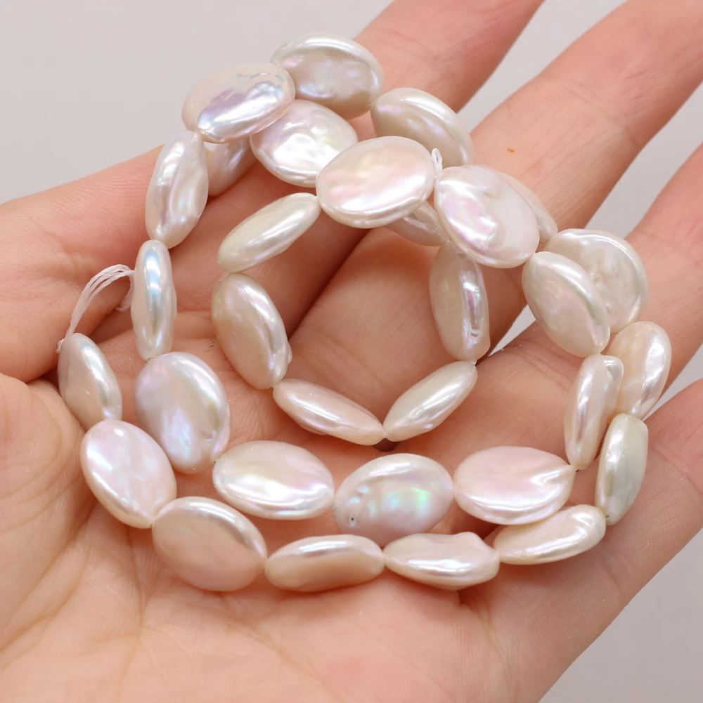 Natural Freshwater Pearl Beads Irregular White Button Shape Loose Beaded For Jewelry Making DIY Bracelet Necklace Accessories