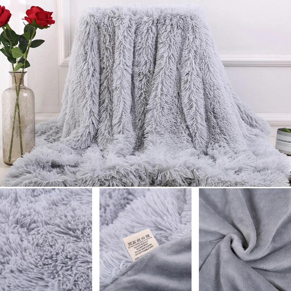 15 Colors Plush Blanket Soft Fur Faux Fluffy Throw Blanket Bed Sofa Bedspread Bedding Sheet Throw Warm Cozy Blanket 80*120cm