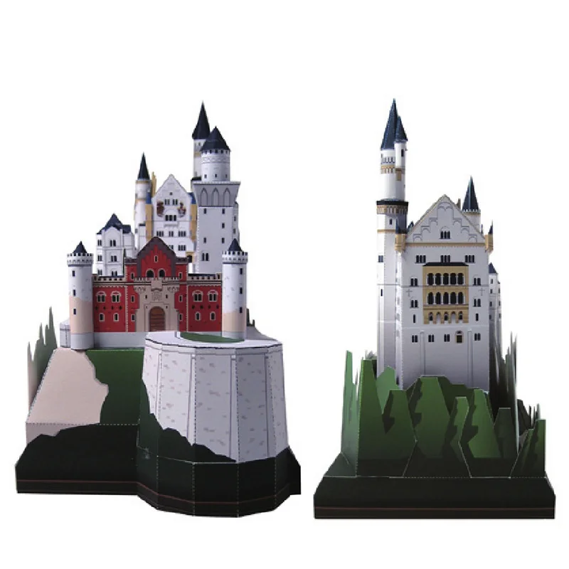 Castillo de piedra de cisne en 3D para adultos, modelo de papel de Casa Papercraft, bricolaje, arte, construcción de Origami, juguetes artesanales hechos a mano, QD-160