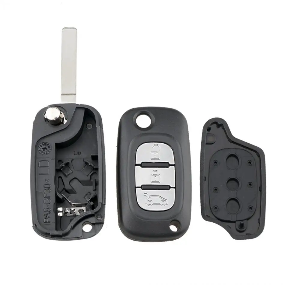 3 Buttons Car Auto Key Fob Case Shell Replacement Flip Folding Remote Cover Fits for Renault Fluence Clio Megane Kangoo Modus