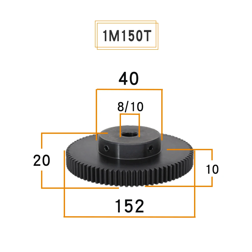 Imagem -04 - Engrenagem do Motor 1m130t 140t 150t 110 Dentes Sc45 Aço Carbono de Alta Freqüência Que Extingue Dentes da Engrenagem da Roda Tamanho do Furo 10 12 mm Peças da