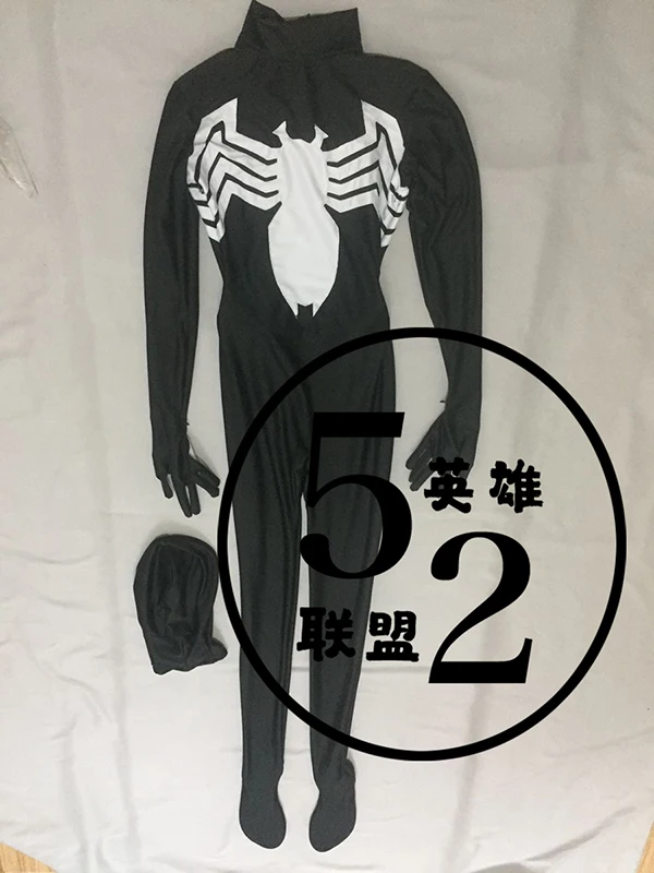 Black and White Venom Cosplay Costumes Spandex Zentai Catsuit Men Boys Halloween Bodysuit Free Shipping