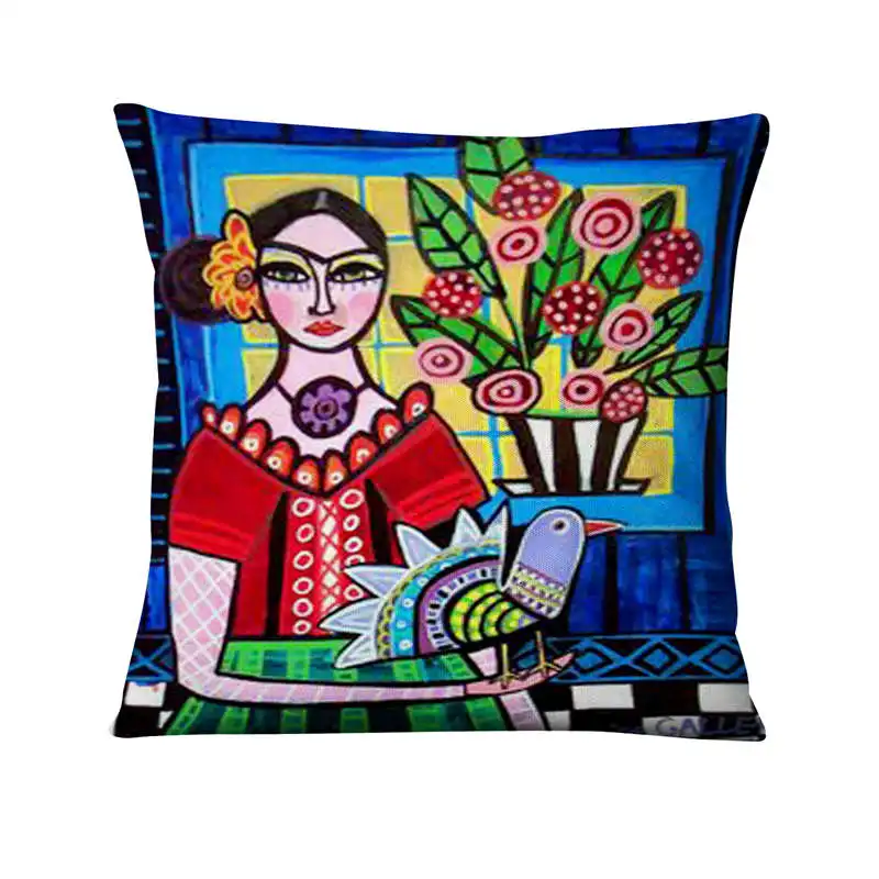 home Pillow Decoration Mexican Girl Painting Cushion Decorative Pillow Home Decor Almofadas Decorativas Para Sofa Throw Pillow