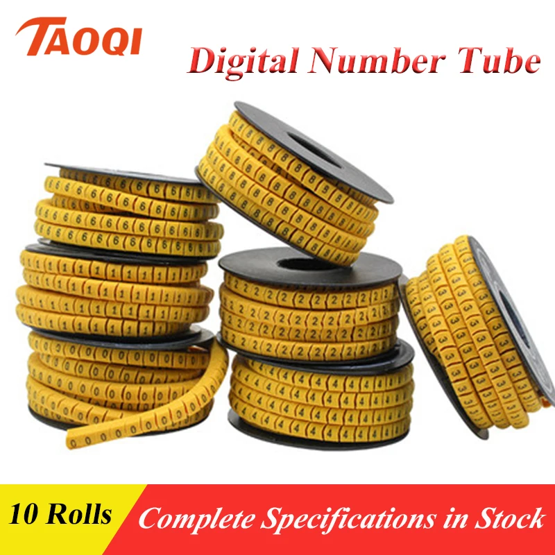 

10 Rolls Cable Markers Letter Number 0 To 9 for Wire Diameter 2.8mm-8mm Cable Wire Markers Cable Label Tube