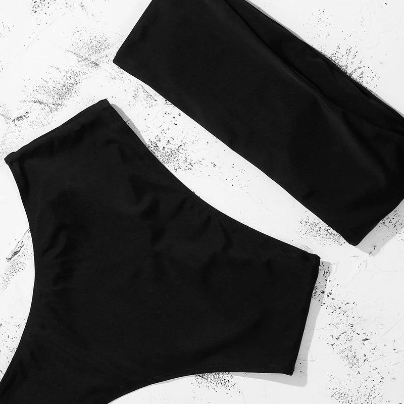 ZTVitality بيكيني أسود بدون حمالات مثير 2025 أحدث حمالة صدر مبطنة عالية الخصر ملابس السباحة النسائية الصلبة البرازيلي ملابس النساء