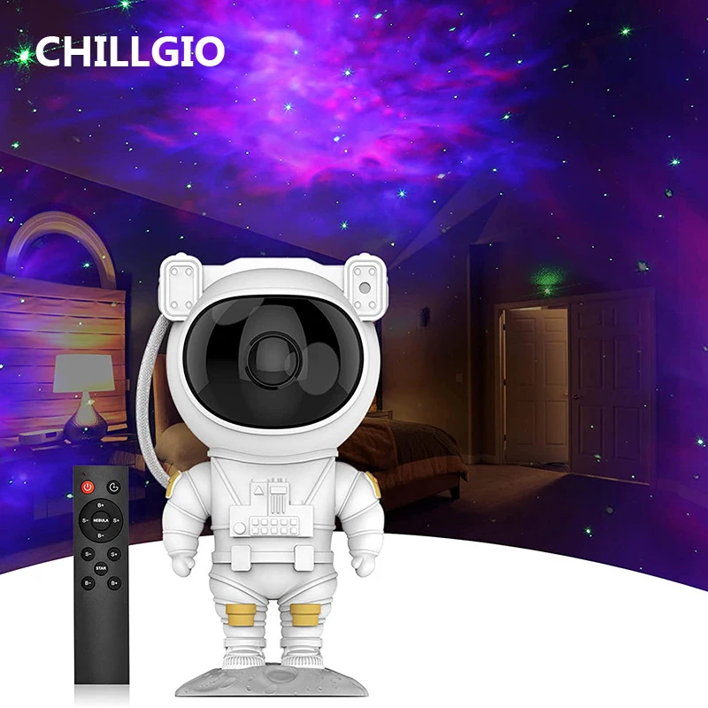 CHILLGIO Astronaut Galaxy Light Projector Rotatable Touch Sensor Laser Room DECO Atmosphere Led Starry Sky Night Projection Lamp